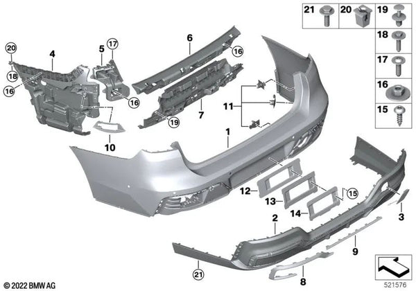 Juego de Soportes para Sensor PDC/PMA Trasero para BMW G70 (OEM 51125A3DA98). Original BMW.