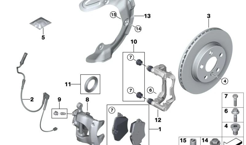 Juego de Reparación de Pastillas de Freno sin Asbesto para BMW Serie 2 U06, X1 U11, U12, X2 U10, MINI F65, J05, U25 (OEM 34108837151). Original BMW.