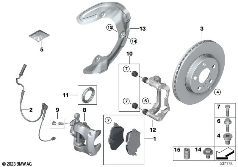 Sensor de pastillas de freno delantero para BMW U06 (OEM 34356891099). Original BMW