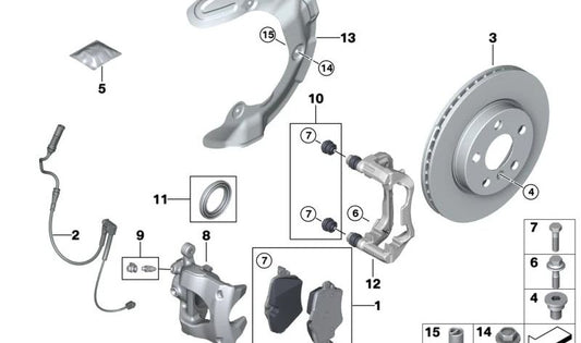 Reparación fuelle OEM 34216888077 para BMW F70, U06, G80, G81, G82, G83, F90, G30, G31, G32, G12, F91, F92, F93, G14, G15, G16, U11, U12, U10, G01, G02, G05, G18, F95, G06, F96, G07, I20, F65, F66, J05, J01, U25. Original BMW.