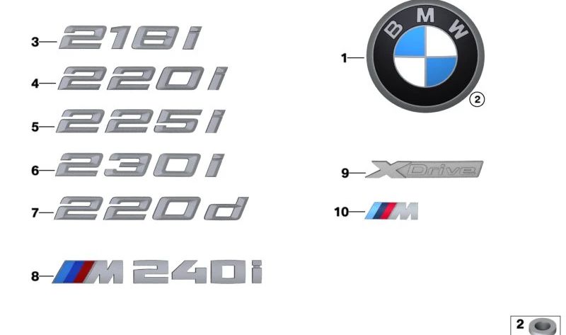 Emblema "BMW" para o corpo OEM 51148492188 para BMW G42. BMW original.