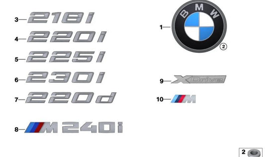 Emblema "BMW" para o corpo OEM 51148492188 para BMW G42. BMW original.