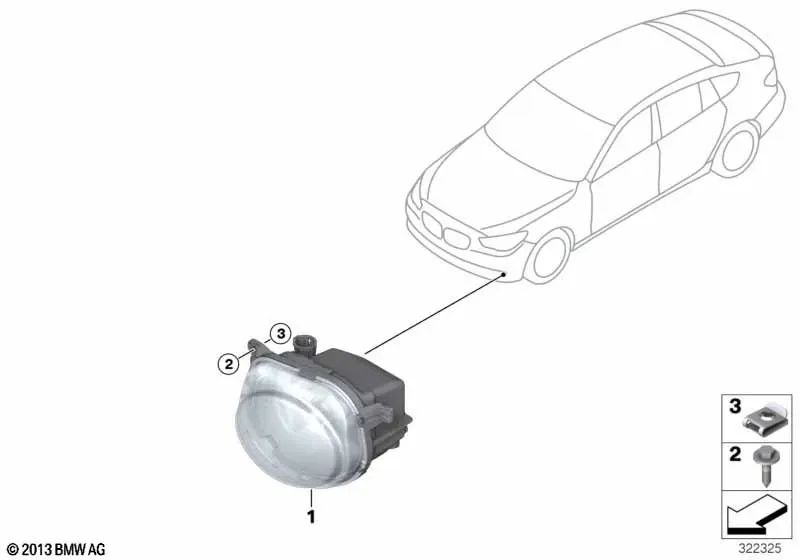 Faros antiniebla LED derecho para BMW F07N, F10N, F11N, F18N (OEM 63177311294). Original BMW.