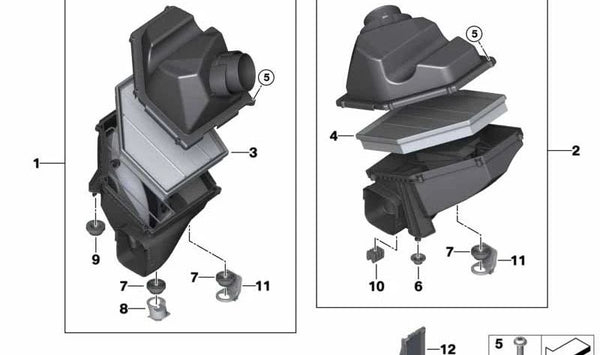 Silenciador izquierdo de admisión OEM 13717934477 para BMW G30, G31, G11, G12, G14, G15, G16. Original BMW