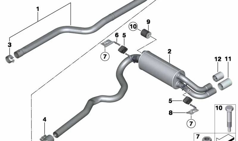 Silencioso trasero OEM 18308515042 para BMW F20, F21. Original BMW.