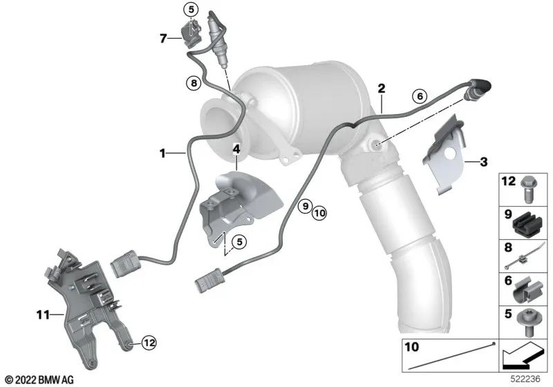 Soporte puente en V para BMW F90, G70, F91, F92, F93, G05N, G06N, G07N, G09 (OEM 11657852133). Original BMW.