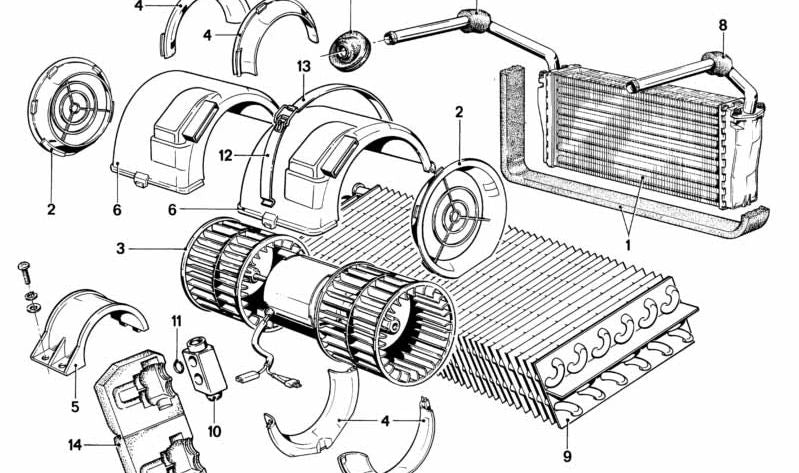 Radiateur de chauffage OEM 64111363032 pour BMW E23. BMW d'origine.