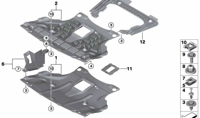 Protector del compartimento del motor OEM 51713402370 para BMW X3 E83 (2003-2010). Original BMW.