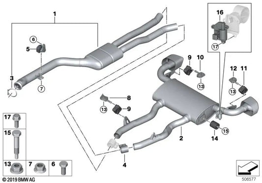 Silenciador trasero con válvula de escape para BMW G01N (OEM 18309846289). Original BMW.