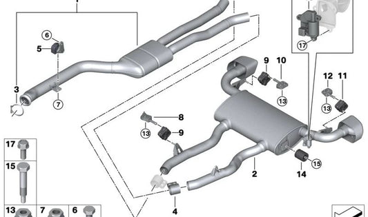 Silenciador trasero con válvula de escape para BMW G01 (OEM 18308693952). Original BMW