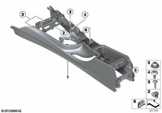 Center Console Support for BMW F30, F31, F34, F35, F32, F33, F36 (OEM 51169360529). Genuine BMW