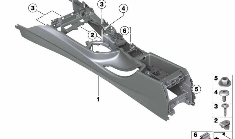 Soporte de consola central OEM 51169360525 para BMW F30, F31, F34, F80, F32, F33, F36, F82, F83. Original BMW.