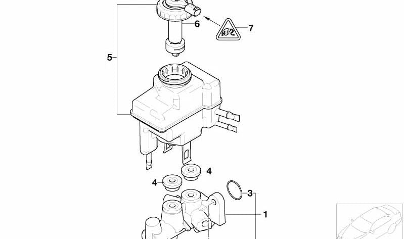 Depósito de expansión con interruptor de advertencia para BMW Serie 5 E39, Serie 7 E38, E65, E66, Z8 E52 (OEM 34326758848). Original BMW.