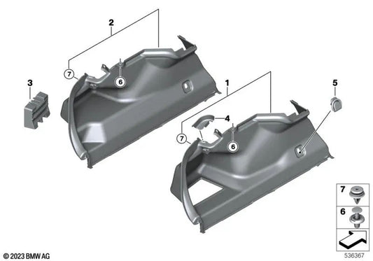 Blende Scharnier izquierda para BMW G60 (OEM 51475A11DA7). Original BMW.