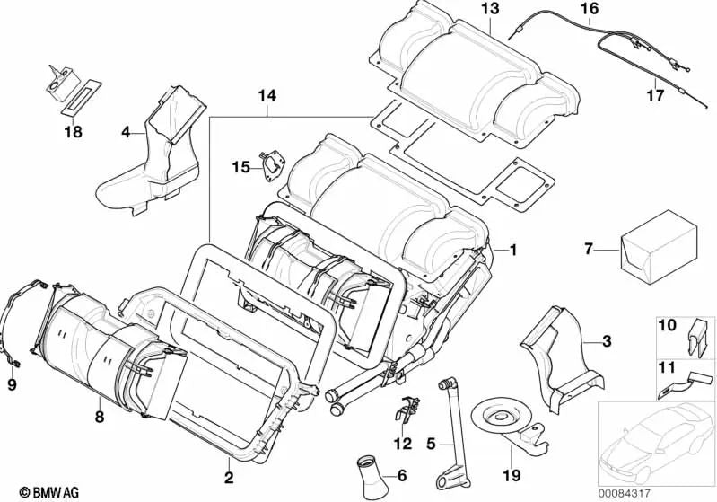 Juego de Piezas Pequeñas/Palanca de Control para BMW Z8 (OEM 64116911687). Original BMW