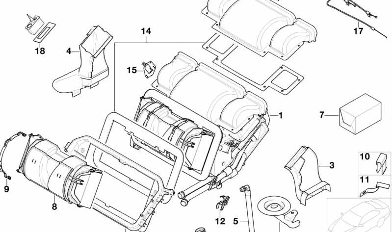 Soporte (Halter) de ventilador calefacción OEM 64116911699 para BMW E52 (Z8). Original BMW.