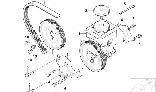 Bomba de dirección asistida para BMW Serie 3 E46 (OEM 32411095748). Original BMW