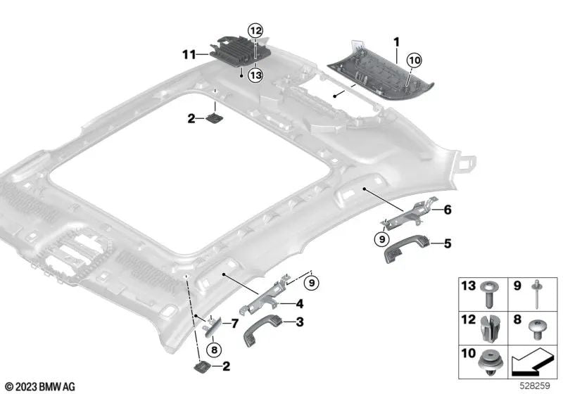 Asa trasera derecha para BMW F20, F21, F40, U06, F30, F31, F34, F35, F80, G20, G21, G28, G80, G81, G26, F10, F11, F18, F90, G30, G31, G38, G60, G32, G11, G12, G70, G16, U11, F25, F97, G01, G08, F95, G05, G18, G07, G09 (OEM 51167464442). Original BMW.