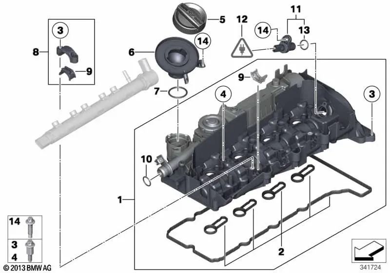 Tubo de llenado de aceite para BMW F20, F21, F22, E90N, E91N, E92N, E93N, F30, F31, F34, F32, F33, F36, E84 (OEM 11127810585). Original BMW