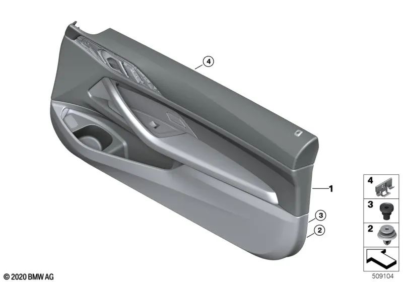 Revestimiento de puerta izquierda para BMW Serie 4 G23 (OEM 51415A34267). Original BMW