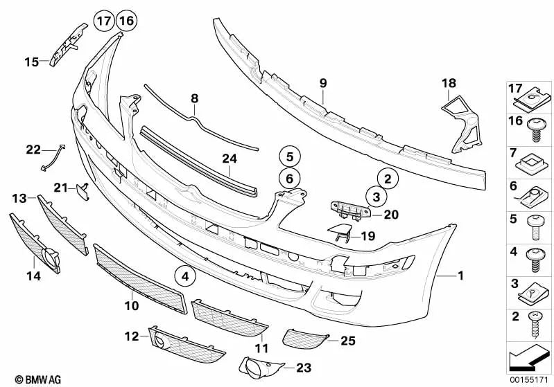 Linker Seitengrill für BMW 7er E65, E66 (OEM 51117135565). Original BMW