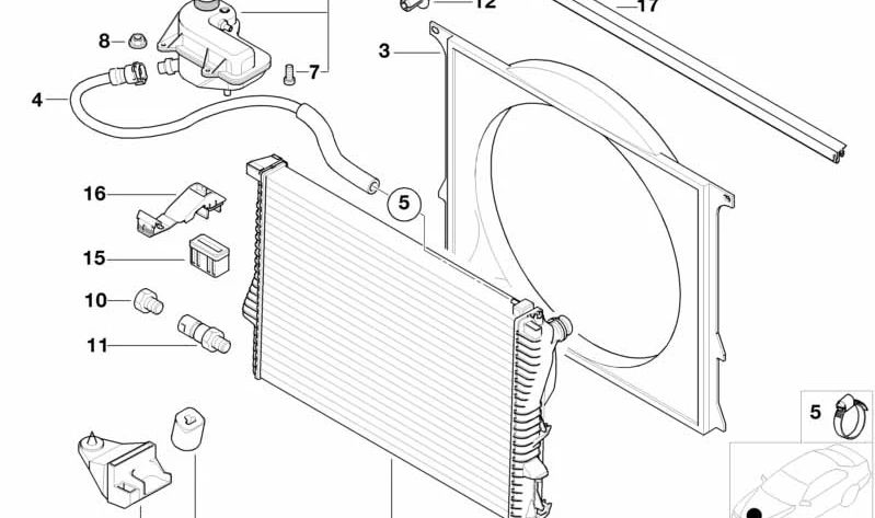 Depósito de expansión para BMW X5 E53 (OEM 17107514964). Original BMW