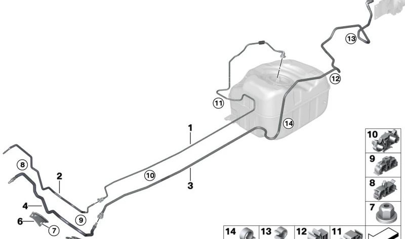 Abrazadera de cable OEM 61136904113 para BMW F52, F45, F46, F48, F49, F39, F55, F56, F57, F54, F60. Original BMW.