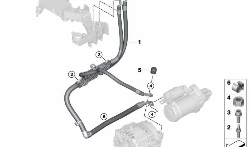 Générateur OEM et câble de démarrage 12428486584 pour BMW G05, F95, G06, F96, G07. BMW d'origine.