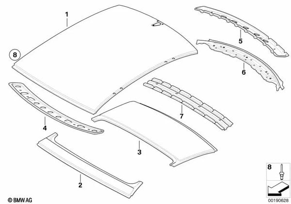 Windlauf arriba para BMW E63, E63N (OEM 41327120053). Original BMW.