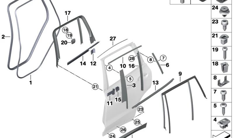 Embellecedor Pilar C Puerta trasera izquierda para BMW G01 (OEM 51357393441). Original BMW