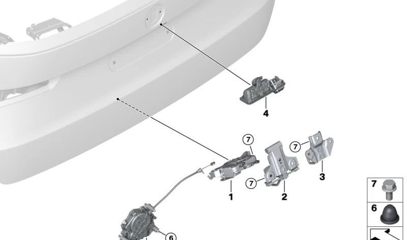 Cierre de la Puerta Trasera para BMW Serie 2 U06, X1 U11, U12, MINI U25 (OEM 51248494137). Original BMW