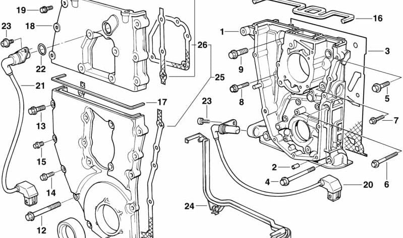 Sealing cover with oil pump for BMW E36, E46, E34 (OEM 11141739525). Original BMW.