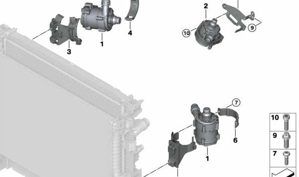 Bomba de Refrigerante Adicional para BMW F90, F91, F92, F93, F95, F96 (OEM 11519844574). Original BMW