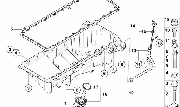 Cárter de aceite OEM 11137806222 para BMW E60, E61. Original BMW.