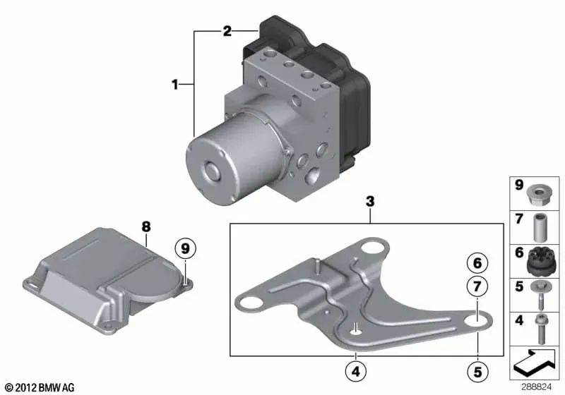 Kit de reparación de la unidad de control DSC para BMW Serie 5 F07, F10, F11, F18 Serie 6 F06, F12, F13 Serie 7 F01N, F02N (OEM 34526876915). Original BMW.