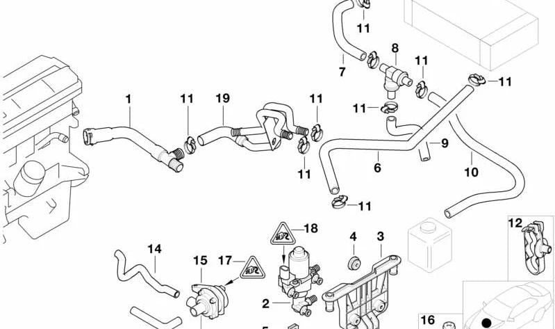 Manguera de Válvula de Retención del Radiador para BMW Serie 5 E39 (OEM 64218375527). Original BMW