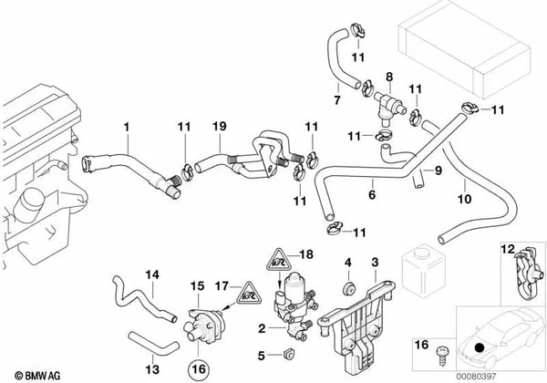 Tubo de válvula antirretorno-Doble para BMW E39 (OEM 64218375526). Original BMW