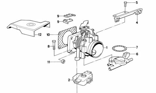 Beschleunigerkabellager für die BMW 3 E30 -Serie, E36, 5 E34 -Serie (OEM 13541709712). Original BMW