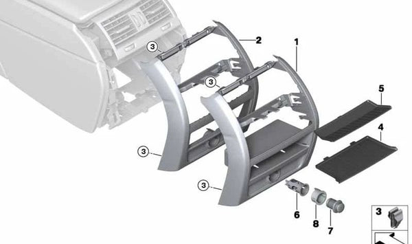 Embellecedor consola central trasera OEM 51169206790 para BMW Serie 5 F10, F11. Original BMW.