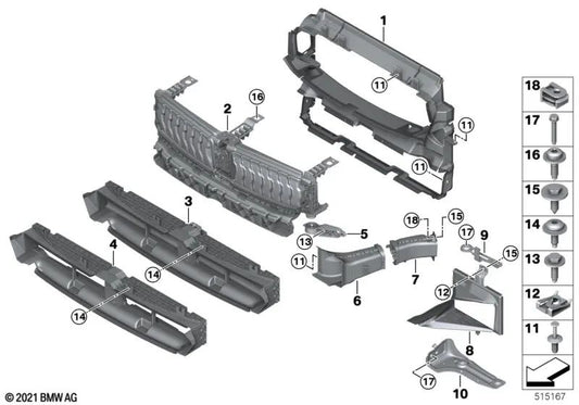 Conducto de aire con control de solapas superior para BMW G42 (OEM 51745A1F0F7). Original BMW