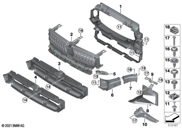 Conducción de aire del radiador para BMW Serie 2 G42 (OEM 51118497282). Original BMW.