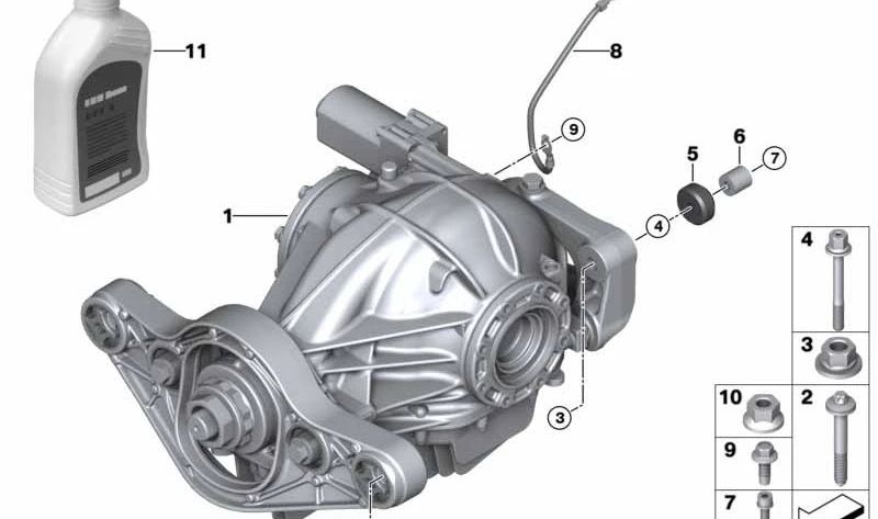 Rear differential with lock for BMW F87, F80, F82, F83 (OEM 33108090464). Original BMW