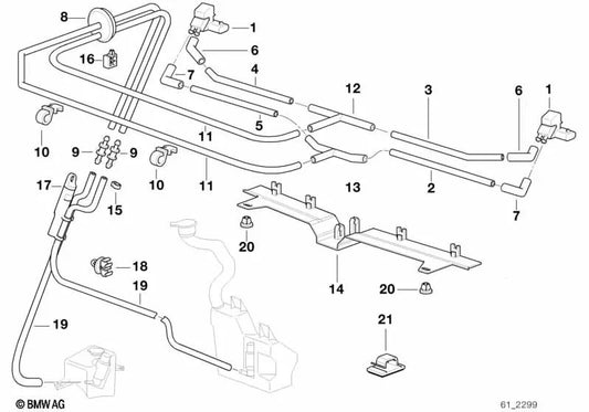 Tubería flexible izquierda para BMW E38 (OEM 61668364445). Original BMW