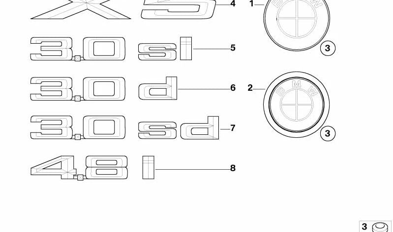 Inscripción para BMW E70 (OEM 51147194185). Original BMW