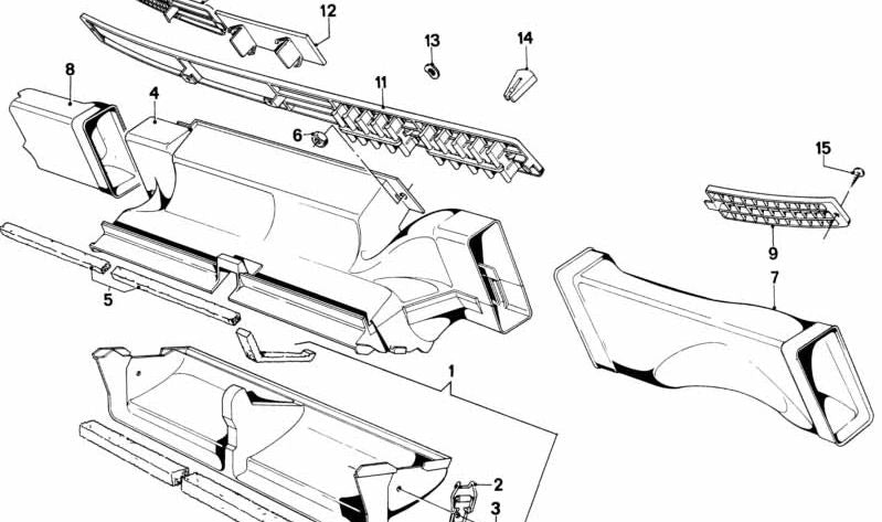 Rejilla de ventilación central OEM 64221361596 para BMW E21. Original BMW.