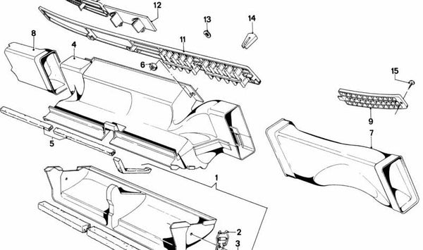Rejilla de ventilación central OEM 64221361596 para BMW E21. Original BMW.