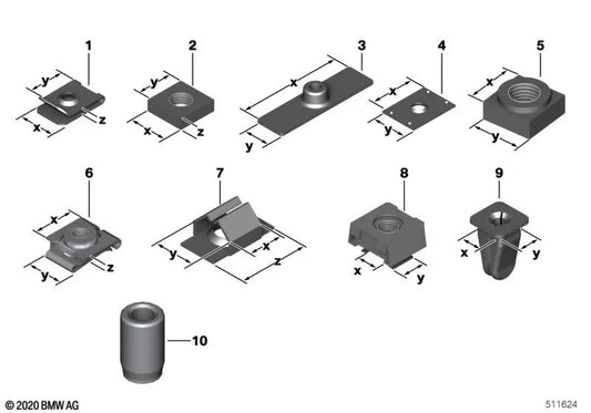 Stahlgewindeeinsatz für BMW E81, E82, E87, E87N, E88, F20, F20N, F21, F21N, F30, F30N, F31, F31N usw. (OEM 41007499647). Original BMW