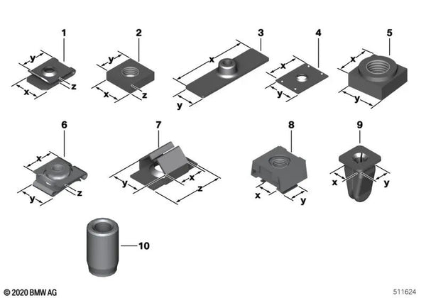 Inserto de rosca de acero para BMW E81, E82, E87, E87N, E88, F20, F20N, F21, F21N, F30, F30N, F31, F31N, Etc. (OEM 41007499647). Original BMW