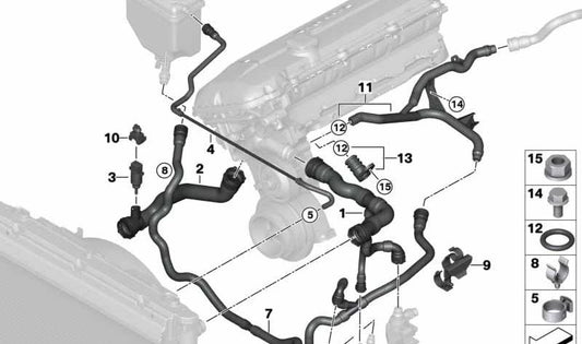 Versorgungsschlauch für BMW 7er E65, E66 (OEM 17127524838). Original BMW