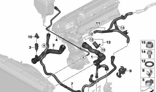 Manguera de suministro para BMW Serie 7 E65, E66 (OEM 17127524838). Original BMW